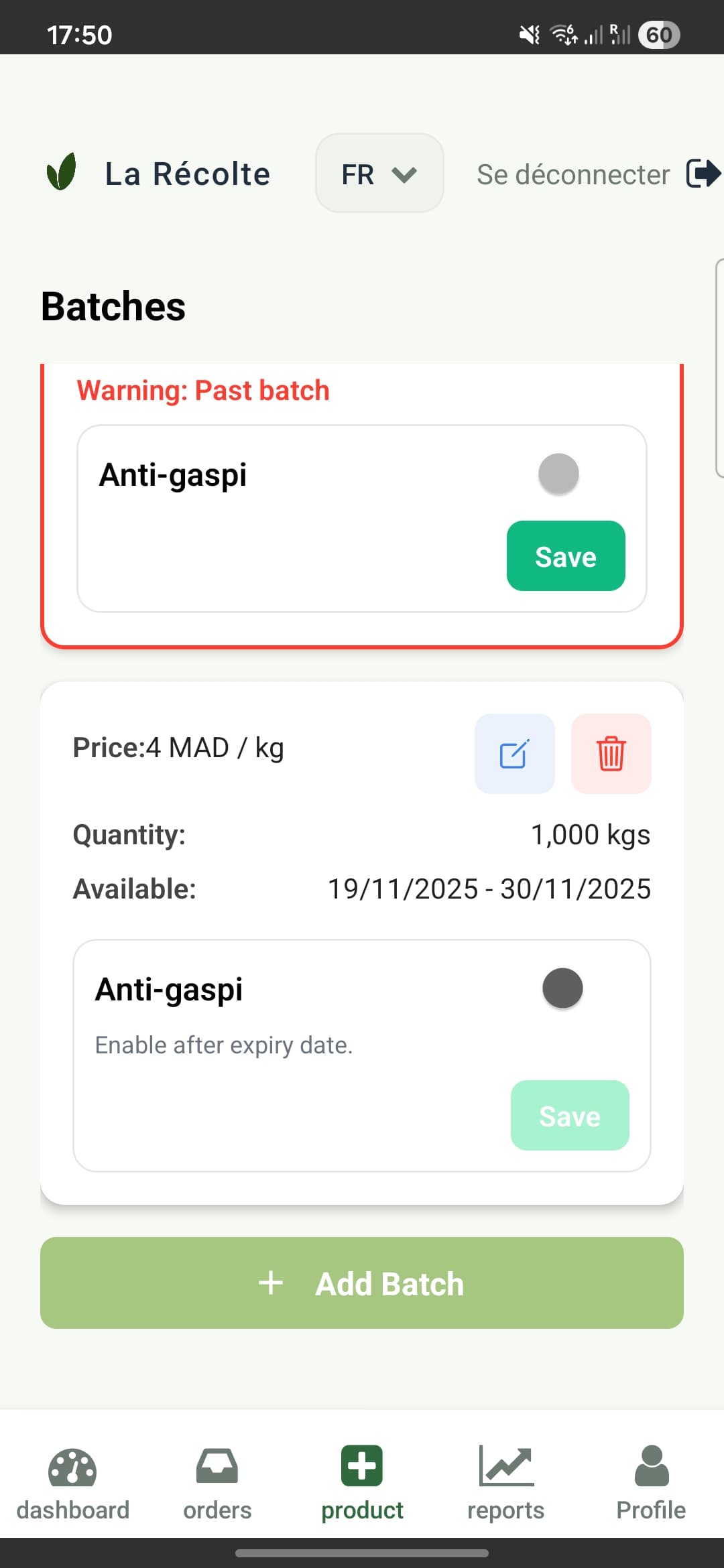 Calendrier de disponibilité